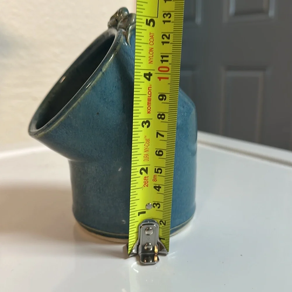 Stoneware glazed blue salt pig